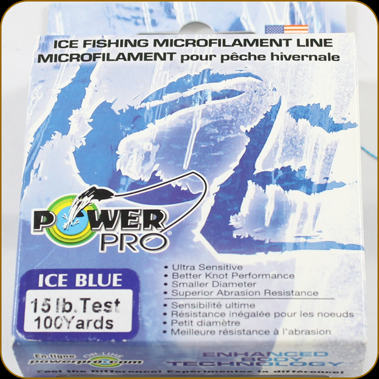 Power Pro Ice Fishing Line, 15 lb / 100 Yards - Blue