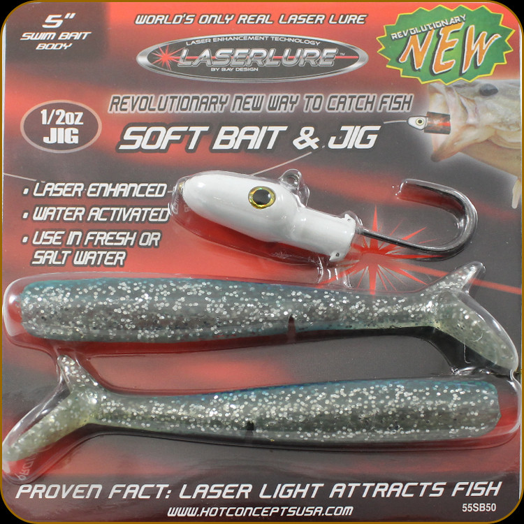 Laserlure HC5SB5WBB Laser Jig Head 2pk Wht 1/2oz 5 Blu/Blk Swimbait -  Discount Fishing Canada
