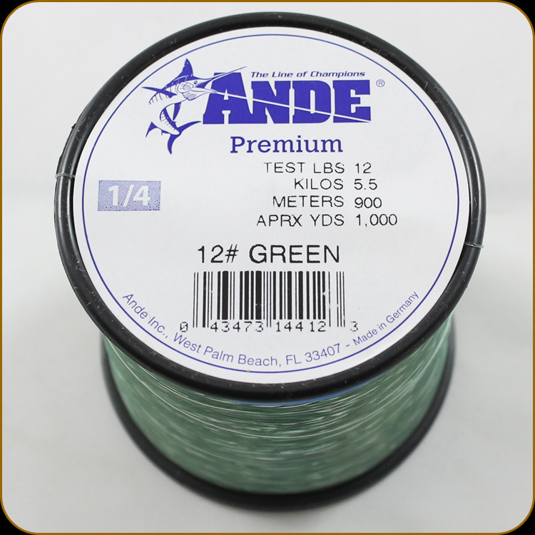 Ande Line Prem Mono 12Lb 1000Yrd Green 1/4Lb