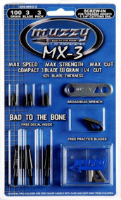 Muzzy MX-3 100 Grain 3 Blade Screw-In Broadhead 3 Pack