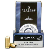 Federal Personal Defense .45ACP JHP 230 Grain Handgun Ammunition