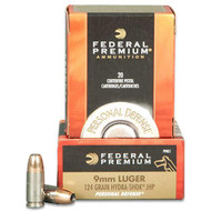 Federal Personal Defense Hydra Shok JHP 9mm 124 Grain Handgun Ammunition