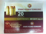Dynamic Research Technologies DRT .40S&W 105 Grain Frangible Hollow Pt Ammunition
