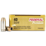 Federal Premium 40S&W 155 Grain Hydra Shok JHP Personal Defense Ammunition