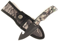 Ruko 3 1/4" Blade Gut Hook Skinning Knife w/Camo Handle & Nylon Sheath