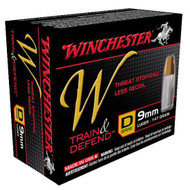 Winchester W Train & Defend 9mm 147 Grain JHP Handgun Ammunition