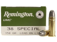 Remington UMC .38 Special 158 Grain Lead Round Nose Ammunition