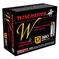 Winchester W Train & Defend .380ACP 95 Grain FMJ Low Recoil Ammunition