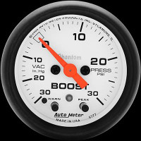 Auto Meter Phantom - Boost Gauge: 30 in Hg./ 30 PSI