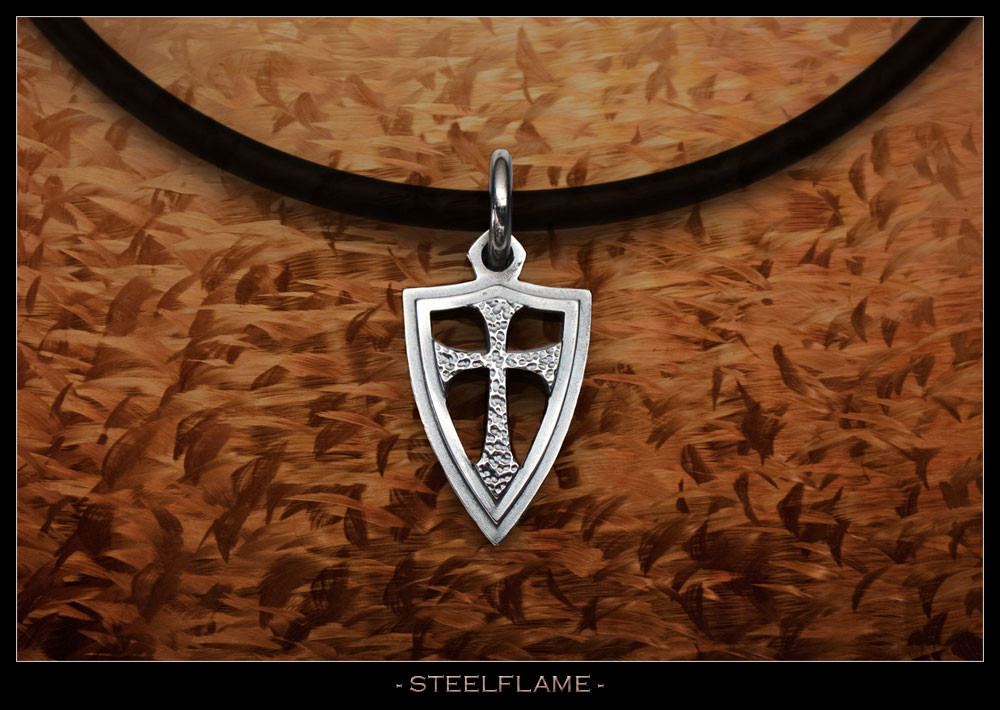Crusader Cross Shield - Steel Flame