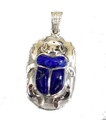 Egyptian Silver scarab w/ Lapis Stone pendant