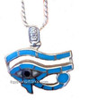 Sliver Eye Of Horus w/ Colored Stone Pendant - XLarge