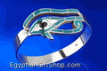 Silver Eye of Horus w/ Colored Stone Ring - Adjustable