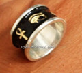Personalized Silver Cartouche Ring w/ Enameled Background