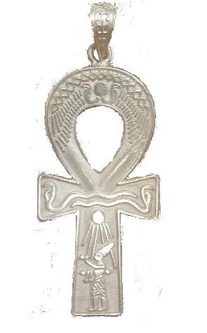 Egyptian Silver Ankh W/ Engraved Symbols Pendant - Egyptian Gift Shop