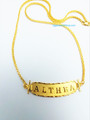 18K Gold Double Sided Carved Cartouche with 18 inches Chain 