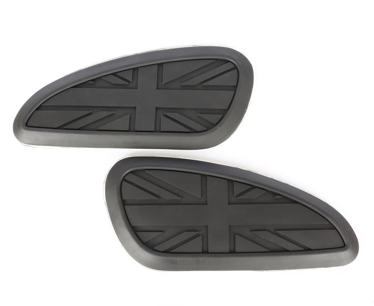 Royal Enfield Continental Union Jack Black Leather knee Tank Pads