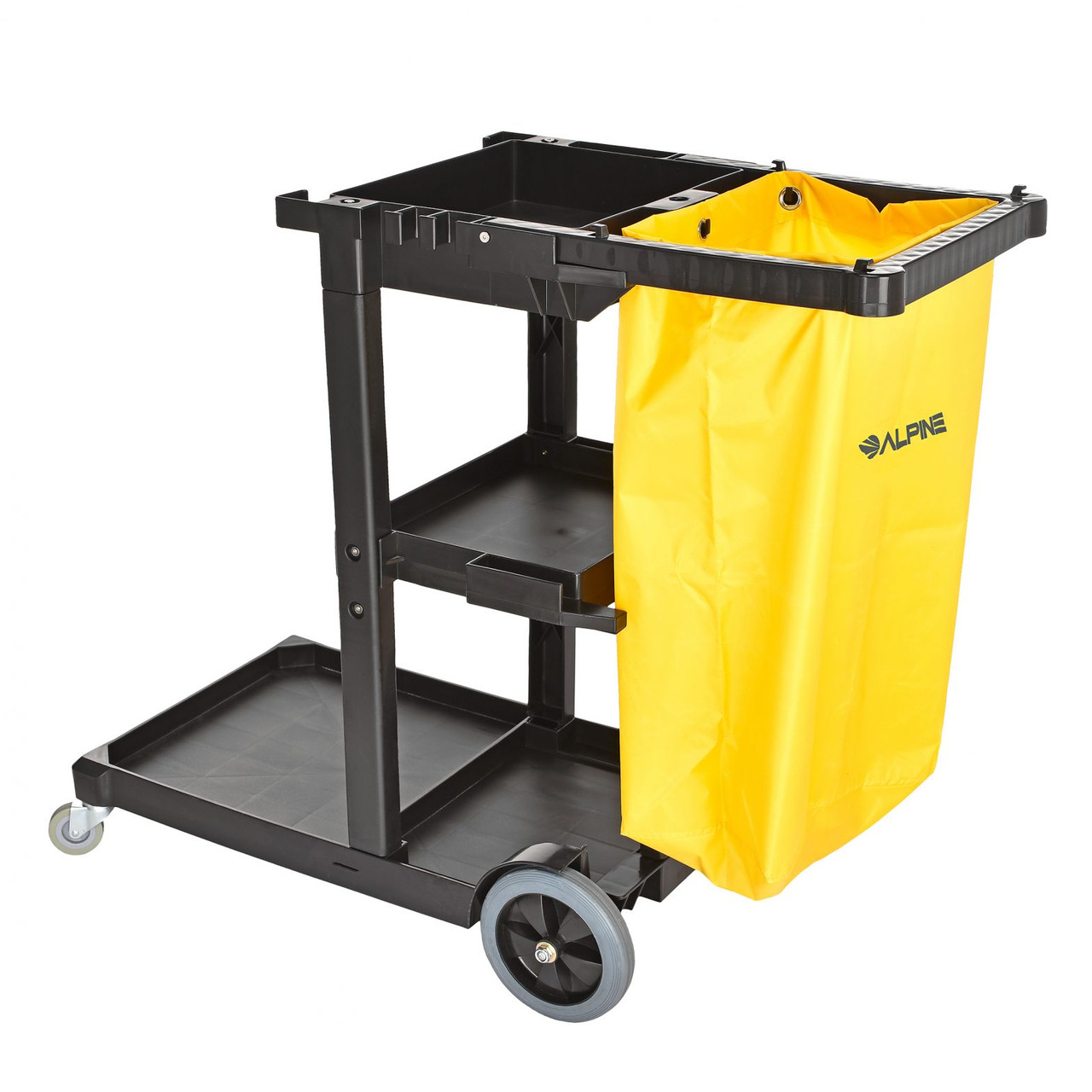 Janitorial Cleaning Cart / Janitor Cart with 3 Shelves and Vinyl