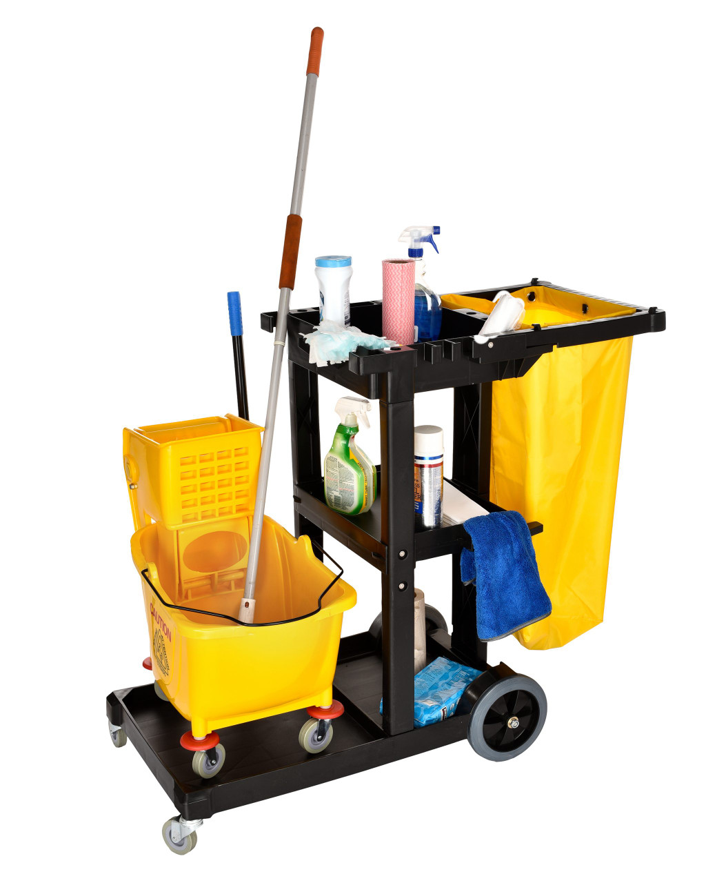JANITORIAL CLEANING CART WITH 3 SHELVES