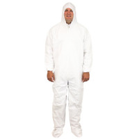 Hazard Protective Coveralls Large with Hood and Socks (1 coverall)