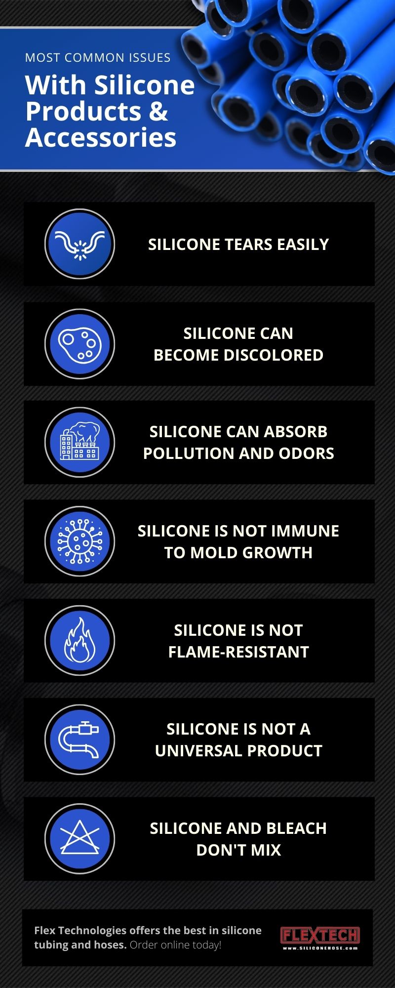 Most Common Issues With Silicone Products & Accessories Infographic