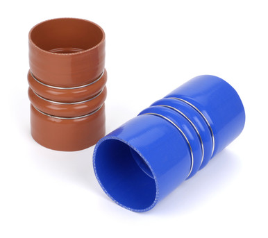 4.500" ID x 6.000" blue polyester CAC silicone hose with rings