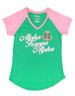 Alpha Kappa Alpha AKA Sorority  V-Neck- Green/Pink