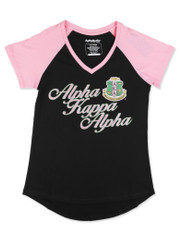 Alpha Kappa Alpha AKA Sorority V-Neck- Black/Pink