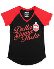 Delta Sigma Theta V-Neck- Black/Red 
