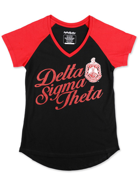 Delta Sigma Theta V-Neck- Black/Red 