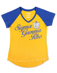 Sigma Gamma Rho Sorority V-Neck- Yellow/Blue