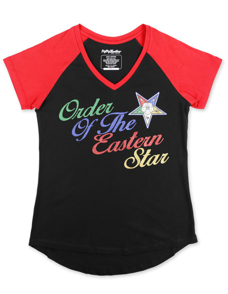 Order of the Eastern Star OES V-Neck-Black/Red 