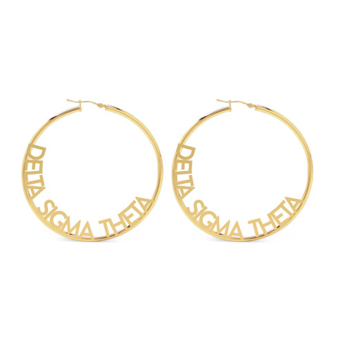 Delta Sigma Theta Sorority Hoop Earrings-Gold