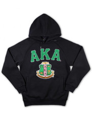 Alpha Kappa Alpha AKA Sorority Hoodie- Black-Crest 