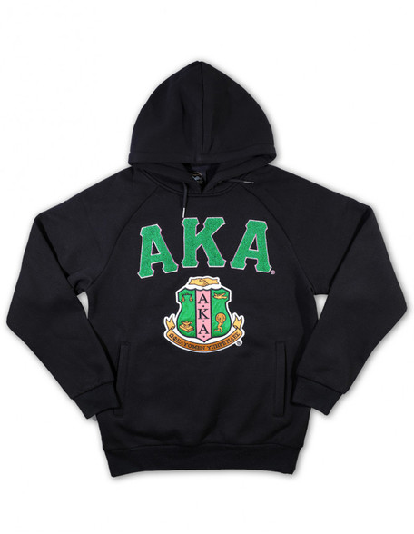 Alpha Kappa Alpha AKA Sorority Hoodie- Black-Crest 