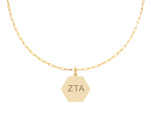 Zeta Tau Alpha ZTA Sorority Paperclip Style Chain Necklace 