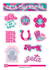 Zeta Tau Alpha ZTA Sorority Stickers- Western Disco 