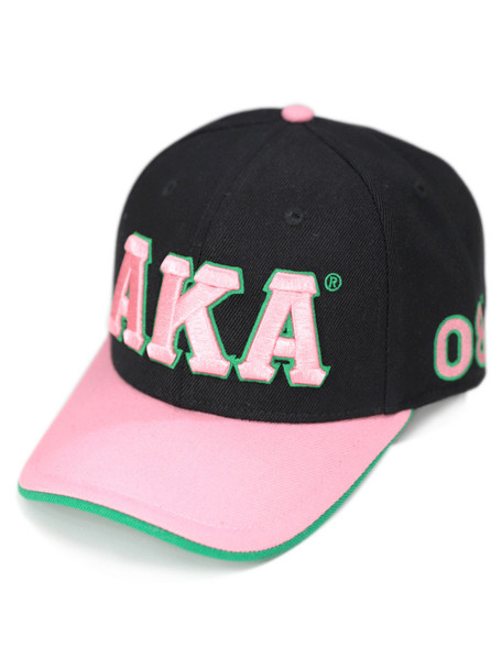 Alpha Kappa Alpha AKA Sorority Hat- Three Greek Letters-Black/Pink