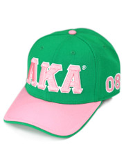 Alpha Kappa Alpha AKA Sorority Hat- Three Greek Letters-Green/Pink