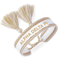 Alpha Delta Pi ADPI Sorority Woven Bracelet- White/Gold 