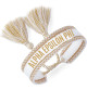 Alpha Epsilon Phi AEPHI Sorority Woven Bracelet- White/Gold 