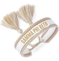 Gamma Phi Beta Sorority Woven Bracelet- White/Gold 