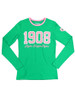 Alpha Kappa Alpha AKA Sorority Long Sleeve Shirt- Founding Year-Heart-Green
