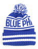 Phi Beta Sigma Fraternity Pom Beanie-Blue Phi-Blue/White
