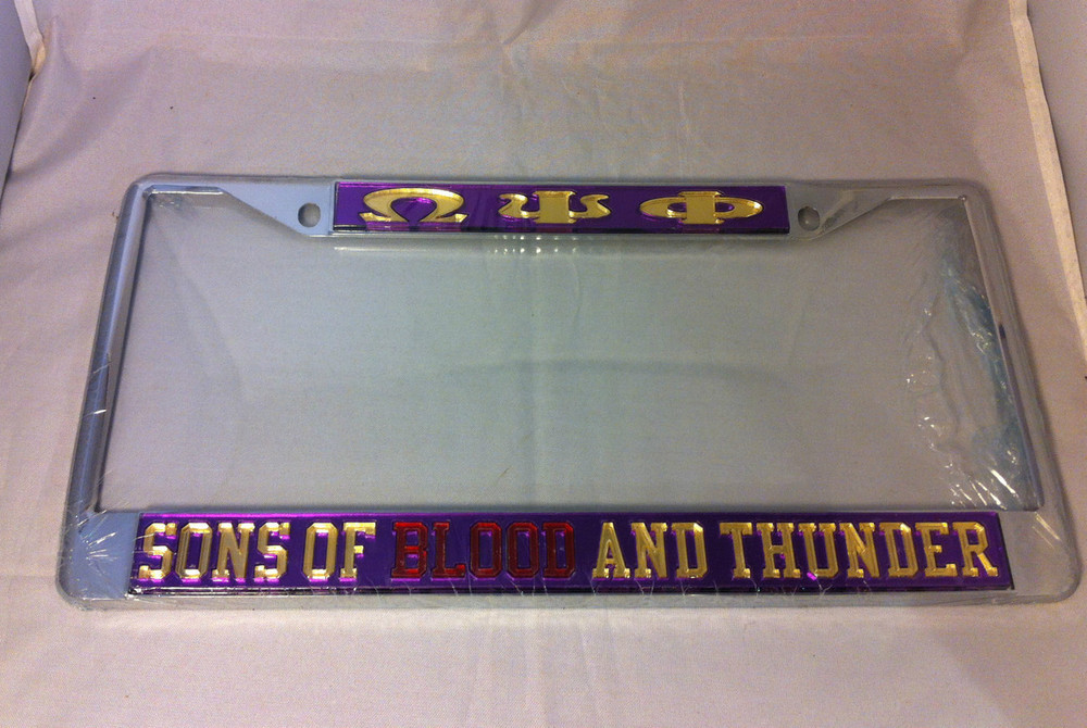 Omega Psi Phi Fraternity Sons of Blood and Thunder License Plate Frame