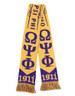 Omega Psi Phi Fraternity Scarf-Old Gold/Purple