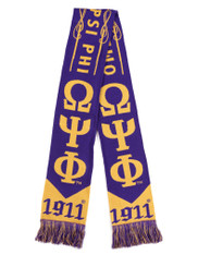 Omega Psi Phi Fraternity Scarf-Purple/Old Gold