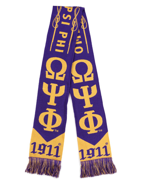 Omega Psi Phi Fraternity Scarf-Purple/Old Gold