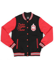 Delta Sigma Theta Sorority Fleece Jacket-Black/Red-Front