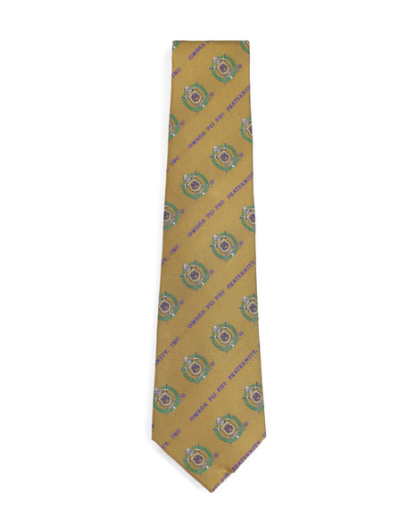 Omega Psi Phi Fraternity Necktie- Crest-Old Gold